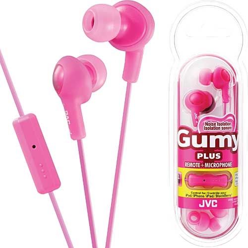 JVC HA FR6P PINK Gumy Plus Earphones w/Mic and Remote Detail Page